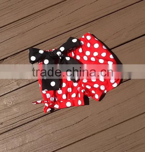 Wholesale Baby Icing Shorts Red White Polka Dots Pants Baby Leggings With Bow photo-2