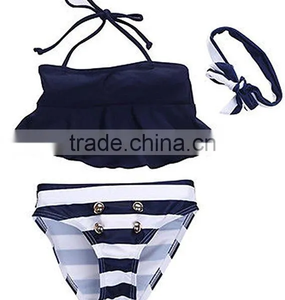 Vintage Black and White Stripe Baby Girl Swimsuit Bikini Bulk Buy From China photo-3