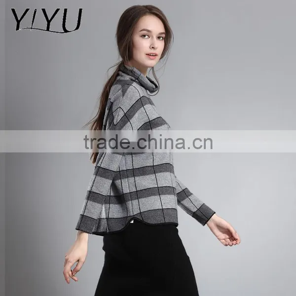 Winter Fall Cashmere Pullover Women Long Sleeve Geometric Knit Sweater photo-3
