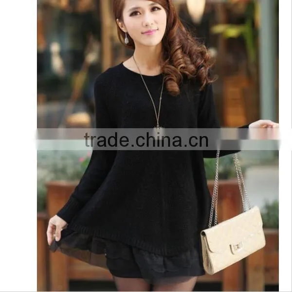 Lace Women Sweater Dress Oversized Pink Knitted Pullovers Sweaters photo-3