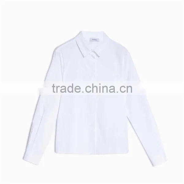 Concealed Button Fastening Straight Cut Classic Collar Poplin Shirt photo-6
