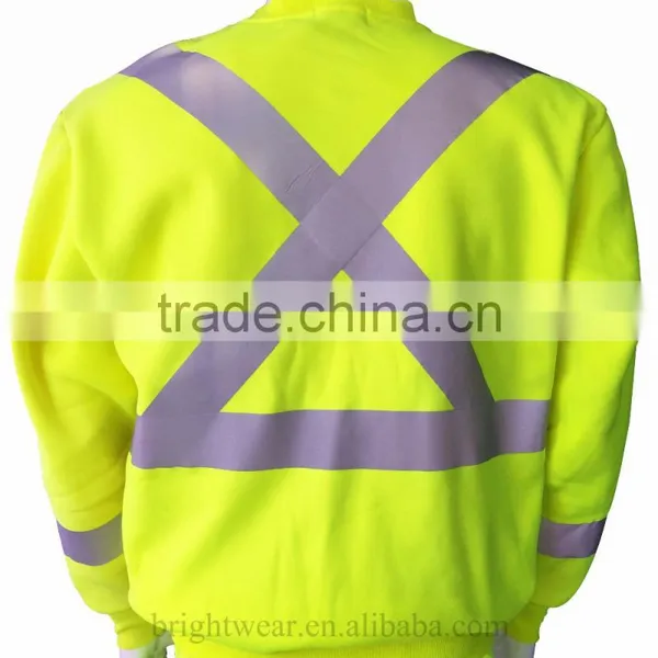 Poly/Cotton Fleece hi Vis Jacket Safety Sweatshirt With Heat-transfered Reflective Tape Meet CSA Z96 Requirement photo-2