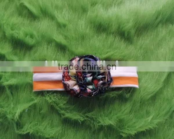 2016 Wholesale Craft Kids Girl Lace Flower Headband Baby Girl Top Knot Turban Hedband Children Pink Stripe Hairband photo-3