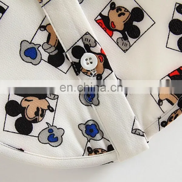 Fashion Women Button Placket Chiffon Crop Top With Collar photo-4