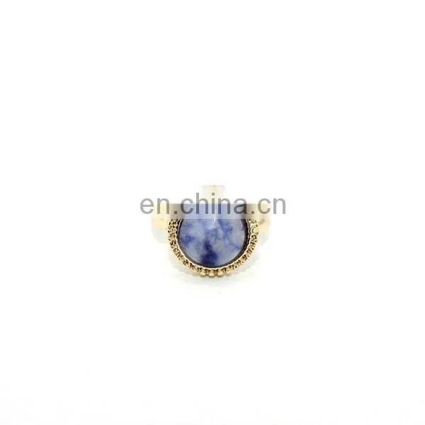 Round Cabochon Sodalite Gemstone Rings Gift Ring photo-4