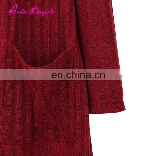 Custom Service Wine Long Sleeve Knitting Fahion Women Blouse Tops photo-3