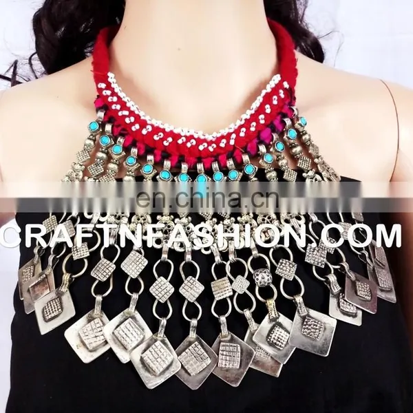 Indian Designer Tribal Fusion Afghani Old Coin NECKLACE - Vintage Festival Jewelry - Afghan Tribal Necklace photo-2