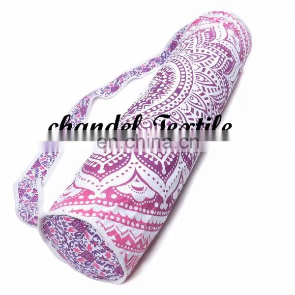 Handmade Mandala Ombre Cotton Yoga Mat Bag With Shoulder Strap(Pink) Mandala-Cotton-Yoga-Mat-Bag Purse Yoga Mandala Bag Mat photo-3