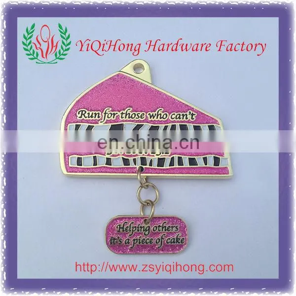 Glitter enamel dangler sports gold medal