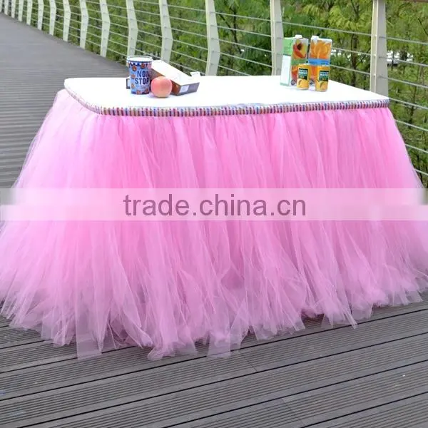 Romantic Wedding Party Birthday Supply Dessert Station Tutu Tulle Table Skirt Cover SD103 photo-5