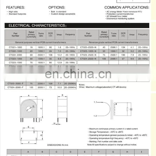 1000:1 PCB Current Transformer Through Hole Current Sensor Transformer photo-4