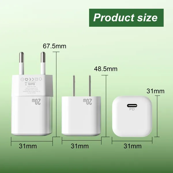 Charger Fast Charging 20W Uk Qc Usb Port Type-C Wall Pd Type C Power Supply 12V 1.67A Adapter For Iphone for Huawei for Xiaomi photo-5