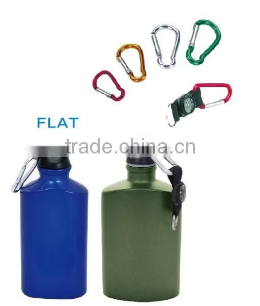 Flat Aluminium Bottle With Carabiner Hook photo-2