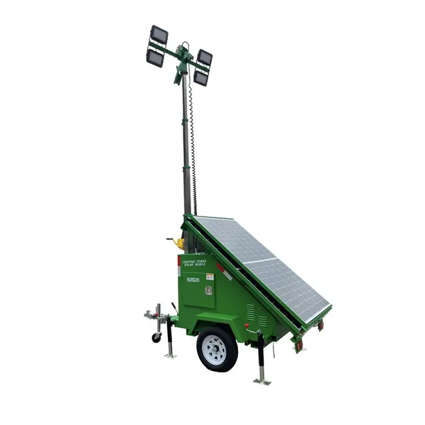 Solar Powered Lighting Tower With Storage Battery, Mobile Emergency Lighting Equipment For Construction, Road Repair & Field Operation