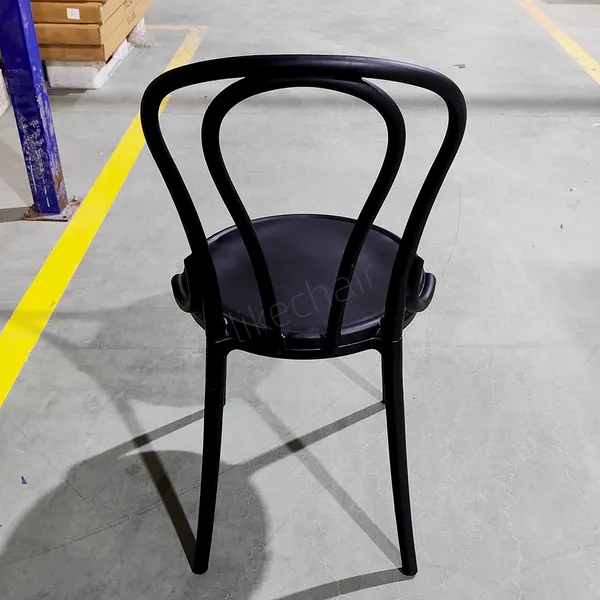 Bentwood Style Stackable Garden Chairs Matte Black Integrated Plastic Seat for Patio Cafe Outdoor Dining photo-5
