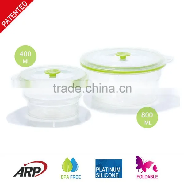 800ml Round Foldable Silicone Lunch Box Non-stick BPA FREE Food Container FDA LFGB DGCCRF Quality Choice Most Popular photo-5