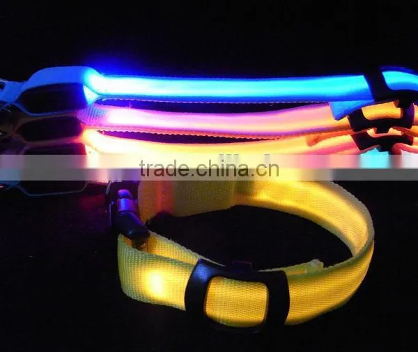 Pure Color Double Side Exposure Flat Optical Fibre Led Pet Dog Collar photo-3