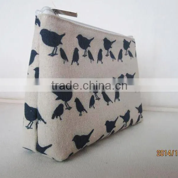 Personalized Birds Design Jute Cosmetic Bags photo-2