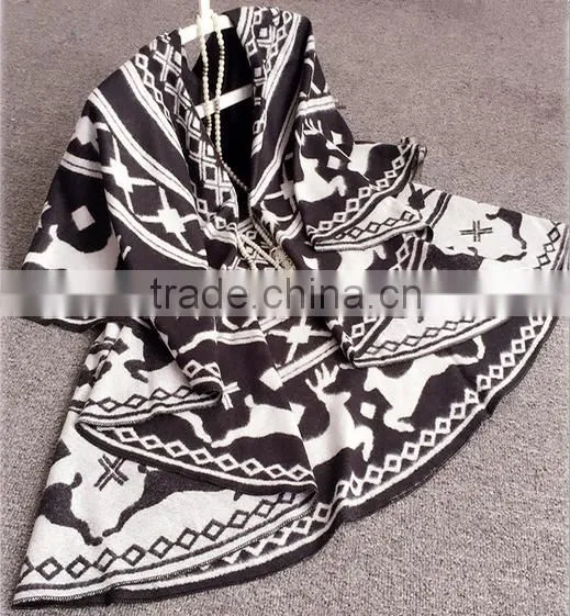 Shawl Scarf Tribal Fringe Hoodies Jacket Ethnic Warm Cardigans For Women Blankets Cape Shawl Ponchos and Capes photo-5