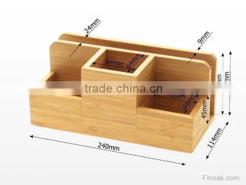 Desk Stationery Organiser - Pen Pencil Letter Rack Holder, Made of Natural Bamboo Storage Box Quality Choice photo-3