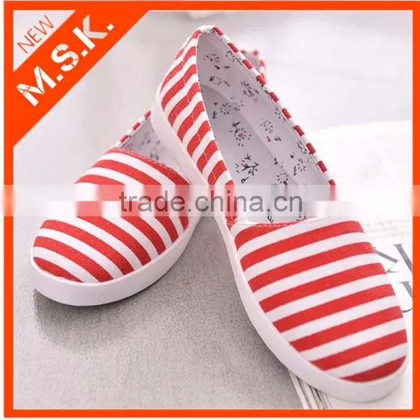 2016 Women Latest Stripe Canvas Leisure Shoe