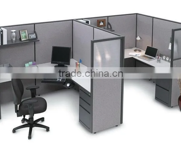 Metal Divider Partition screen cyber upper shelf glass and fabric two color wood partition