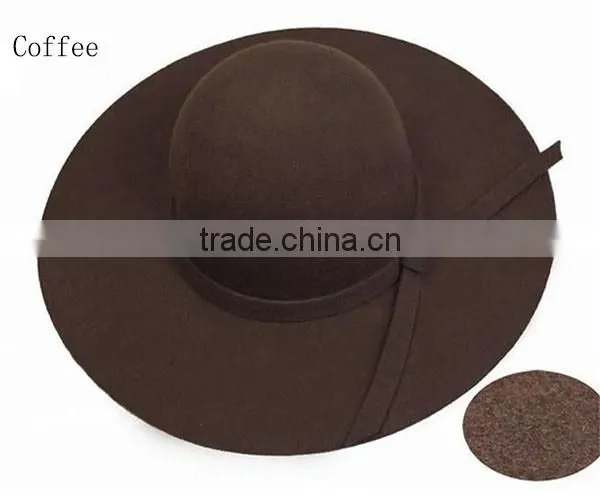 Factory Price Soft Faux Ladies Wide Brim Wool Felt Hat photo-3
