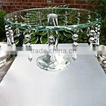 Wedding Crystal Pedestal Cake Stand Plate With Chains
