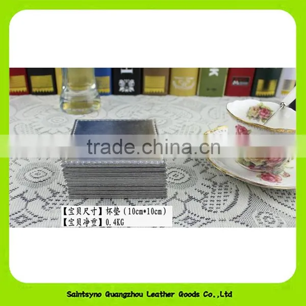 Waterproof Glass Tableware PU Leather Square Coasters For Cup 16020 photo-4