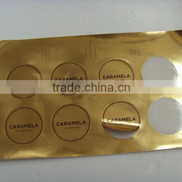 2014 Custom Self Adhesive Printing Sticker Roll Sticker Golden Card Sticker/ Label