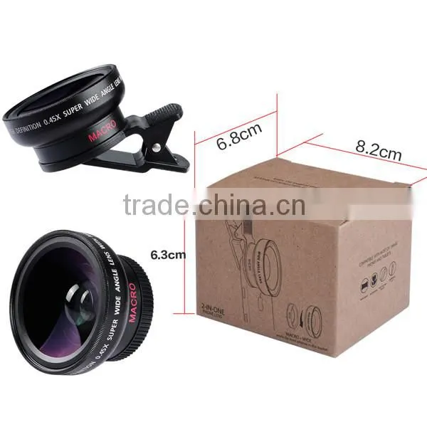 Newest Premium Quality 0.45X HD Super Wide Angle Lens 12.5X Macro 2 in 1 Lens Kit for IPhone 6S SE 5S Huawei HTC photo-4