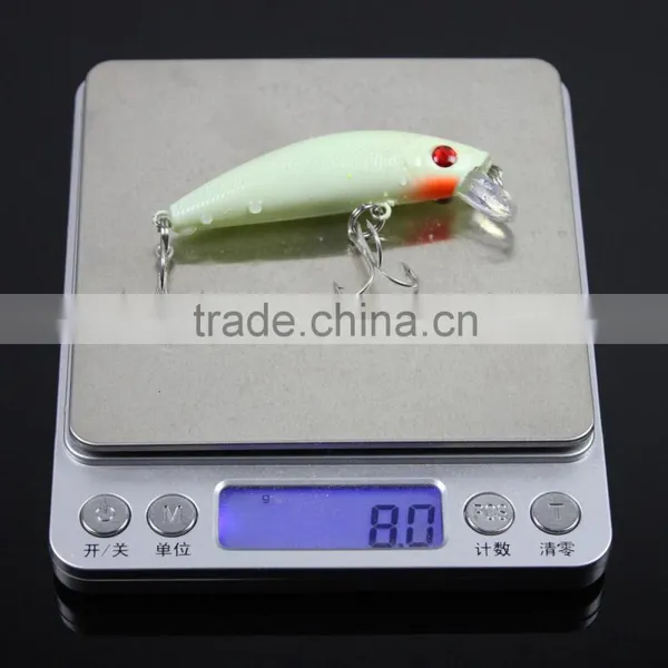 5pcs 8g / 7cm Luminous Minnow Fishing Hard Lures Crankbait Treble Hooks Set With Box photo-2