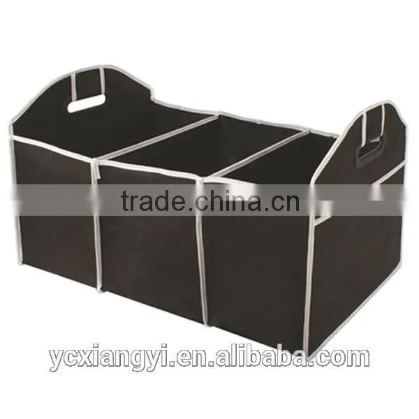 Large Collapsible Shopping Handles Three-Compartment Divided Back Car Organizer, Food Drink Tool Car Trunk Organizer photo-3