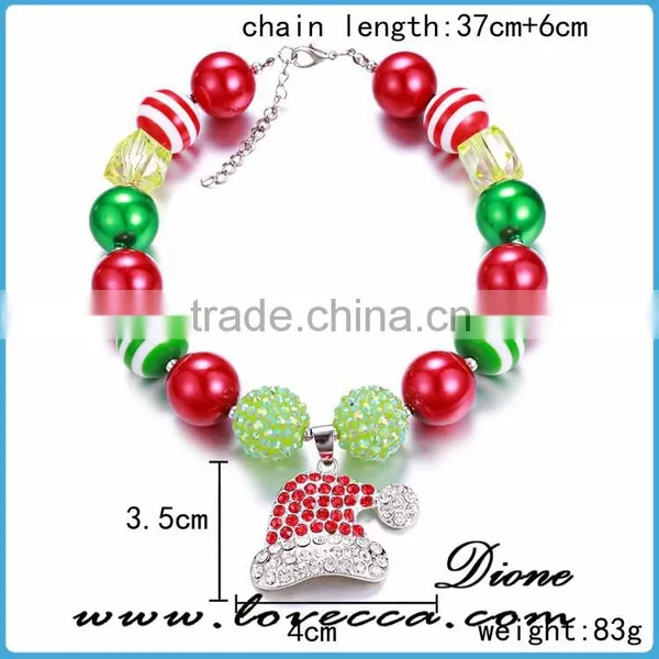 Handmade Christmas Stretch Bracelet With Snowman Hat Painted Glass Bead photo-3