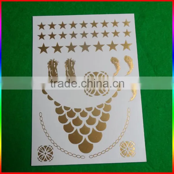 Metallic Gold Necklace Tattoo, Temporary Tattoo Stickers