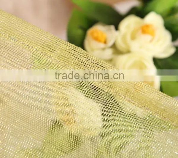 100% Polyester Fabric Gold and Silver Metallic Yarn Voile Sheer Eyelet Curtain Drapes photo-5