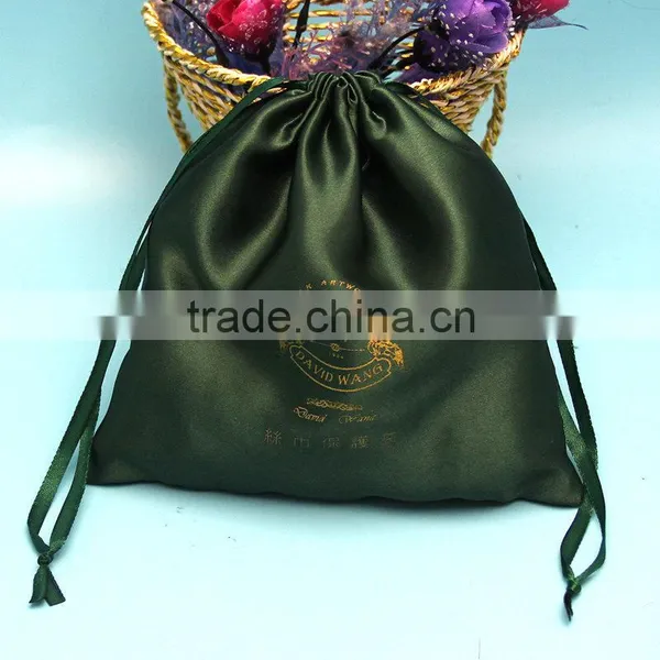 Wholesale China Luxury Drawstring Closure Satin Hair Extensions Bag With Customzied Logo Printed photo-3