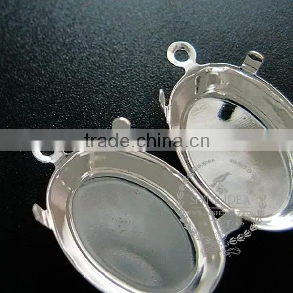 13*18mm Setting Size Silver Plated Vintage Style Round Bezel Tray DIY Pendant Charm Supplies 1421078 photo-3