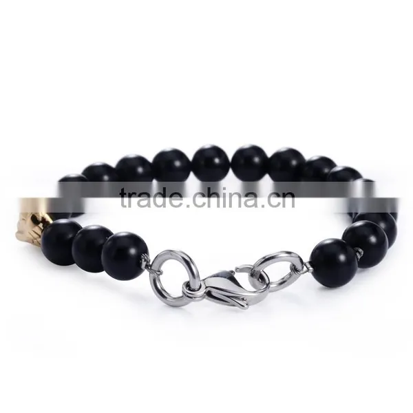 Classic Design Small Black Gay Agate Bead Bracelet photo-4