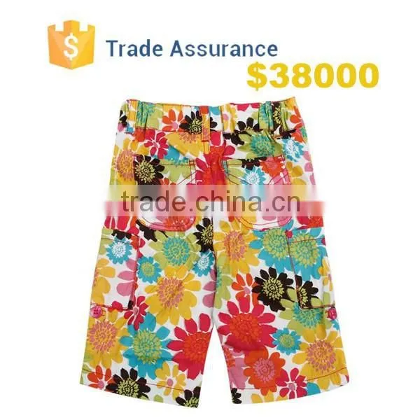 2015 New Fashion Children Kids Clothing Boys 100% Cotton Casual Sport Colorful Floral Printing Beach Shorts Half Pants Trousers photo-2