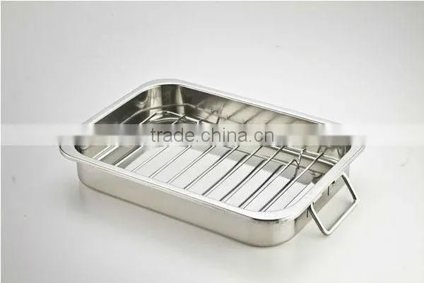Stainless steel roaster turkey baking tray with wire rack