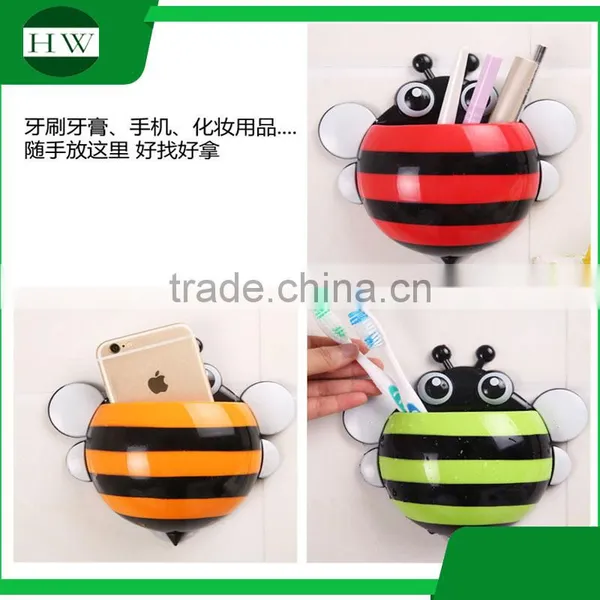 Sucker Toothbrush Holder Bee Shape Plastic Toothbrush Holder Bee Wall Mount Strong Chuck Plastic Little Bee With Suction Cup photo-3