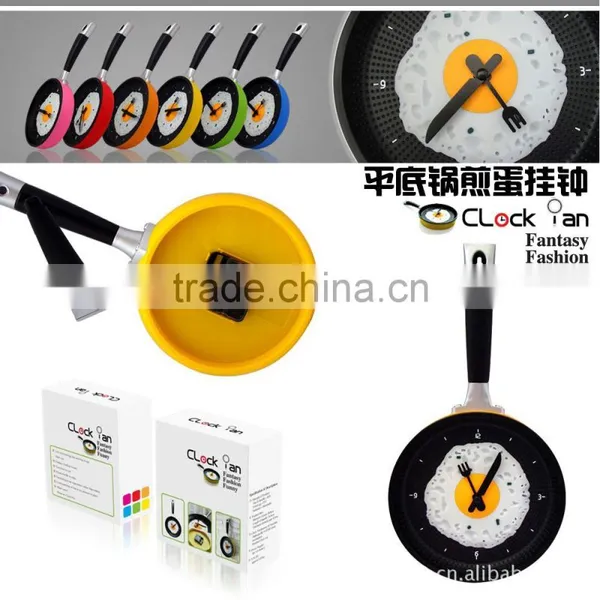 2015 Newest Frying Pan Clock Pan Wall Clock Noverlty Wall Clock Home Decor Pan Clock Promotion Clock Gift Clock Kithchen Clock photo-3
