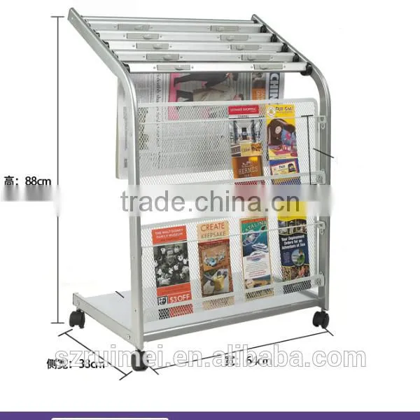 Customized Movable Free Standing Stainless Steel Newspaper Rack photo-2