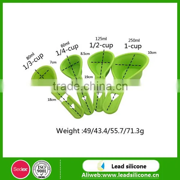 4 Pcs in a Set Silicone Measuring Cup With Handle Measuring Spoon photo-2