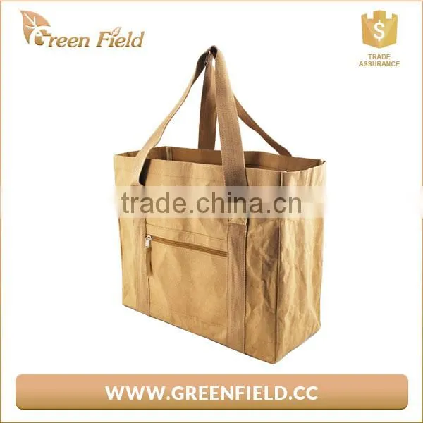 Eco Kraft Paper Tote Bag,Luxury Washable Kraft Paper Shopping Bag photo-2
