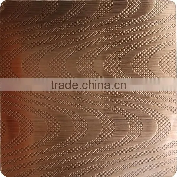 4x8 Color Coated Hairline Stainless Steel 2MM Embossed Copper Sheet photo-4