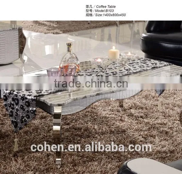 Foshan Cohen Factory Stainless Steel Frame Center Tea Table With PU Decoration photo-2