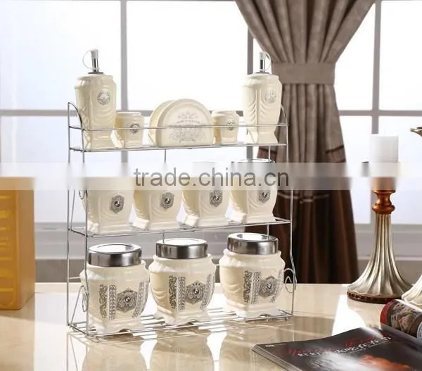 Caremic Canister Set With Stainless Metal Stand photo-2