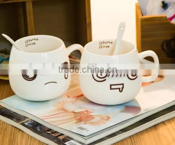 Bulk Creative Cute Smily Face Promotional Ceramic Mug, Facial Expression Mug photo-3